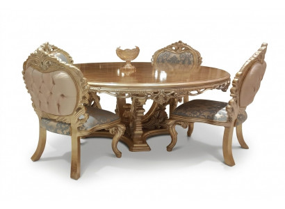 5-delige klassieke eetkamerset met ronde tafel en stoelen