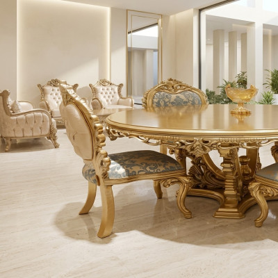 Eetkamerstoel Stoel Stoelen Hout Luxe Eetkamer Eten Stof Stijl Barok Leuning