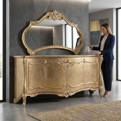 Stel dressoir met spiegel set dressoir houten groep sideboard meubels barok