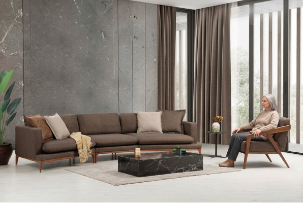 Sofagroep hoekbank fauteuil bank hoekbanken zitplaatsen luxe zitplaatsen set stof nieuw