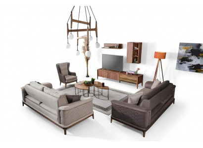 Garnituur bankstel Luxe 3+3+1 zitsbank Stof Fauteuil Banken Modern Bruin