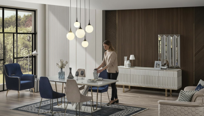 Garnituur eetkamerset eetkamer eettafel dressoir eetstoel eetkamerset eethoek 6-delig