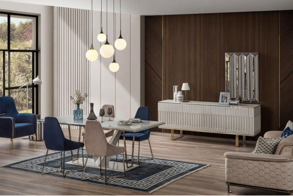 Garnituur eetkamerset eetkamer eettafel dressoir eetstoel eetkamerset eethoek 6-delig