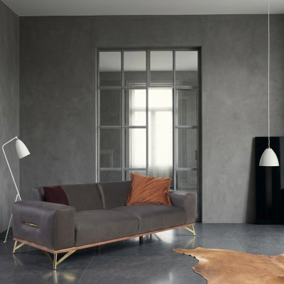 Driepersoons bank 3-zits luxe banken woonkamer inrichting modern stoffen ontwerp.