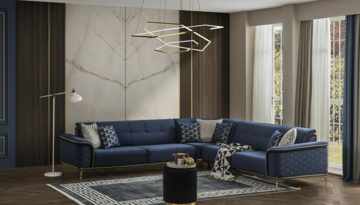 Luxe hoekbank Royal Blauw Fluwelen Bankstel Hoekbank Bank Bankstellen Bank Nieuw