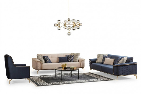 Bankstel set banken bank fauteuils driezits 3+3+1 zits stof groep nieuw