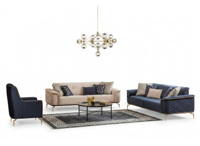 Bankstel set banken bank fauteuils driezits 3+3+1 zits stof groep nieuw