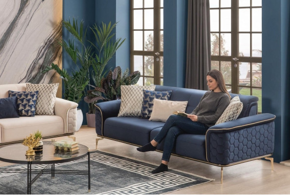 Driepersoonsbank 3-zits Luxe bankstellen Woonkamer Modern Stof Design Textielstoffen