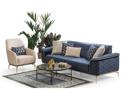 Driepersoonsbank 3-zits Luxe bankstellen Woonkamer Modern Stof Design Textielstoffen
