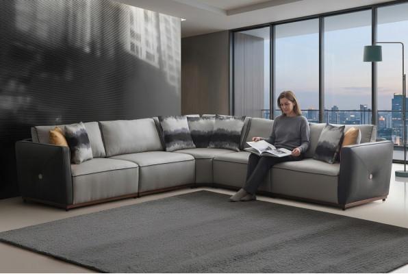 Hoekbank Bankstellen L-vorm Grote bank Hoek Woonkamer Polyester Modern Luxe Stof Nieuw