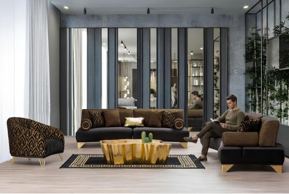 Sofagarnituur Garnituur Banken Bank Fauteuil Driepersoonsbank 3+3+1 Zits Stof Groep Nieuw