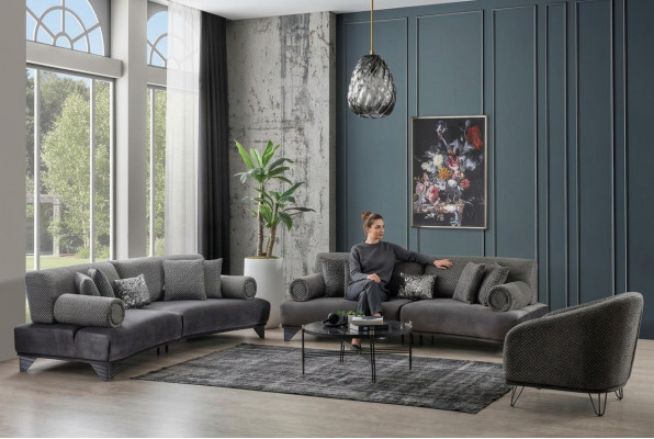 Luxe bankstel bankstel banken bank fauteuil driezitter 3+3+1 zits stof Nieuw