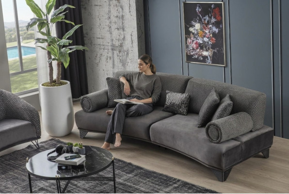 Luxe bank driezitter 3-zitsbanken Woonkamer Gebogen bankstel Stof Ontwerp Nieuw