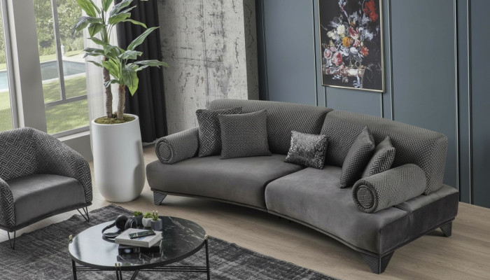 Luxe bank driezitter 3-zitsbanken Woonkamer Gebogen bankstel Stof Ontwerp Nieuw
