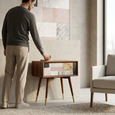 Nachtkastje Nachtkastjes Bijzettafel Tafel Hout Ontwerp Modern Slaapkamer Tafels