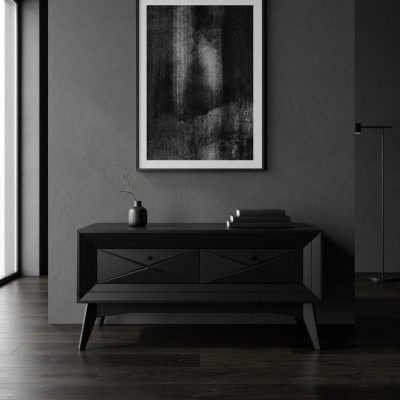 Standaard tv laag dressoir bijzettafel woonkamer modern hout zwart design