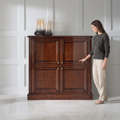Commode luxe kast kasten dressoirs woonkamer hout klassiek ontwerp bruin