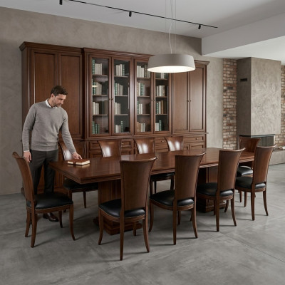 Hoogwaardige vergadertafel set tafel 10x stoelen meubels houten tafels kantoor luxe