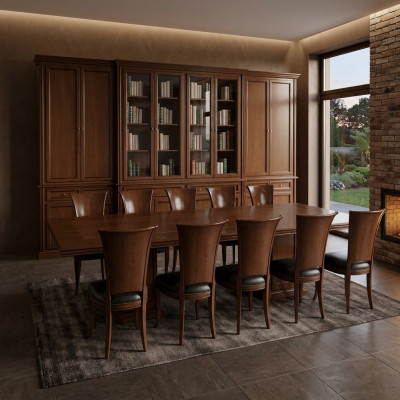 Hoogwaardige vergadertafel set tafel 10x stoelen meubels houten tafels kantoor luxe