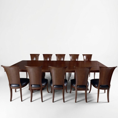 Hoogwaardige vergadertafel set tafel 10x stoelen meubels houten tafels kantoor luxe