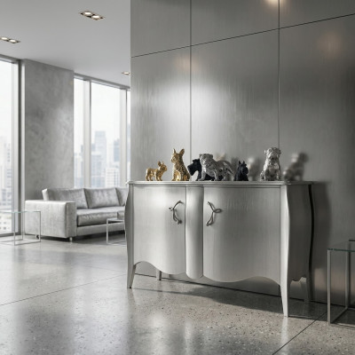 Zilveren dressoir kast dressoir kasten houten luxe meubels zilver