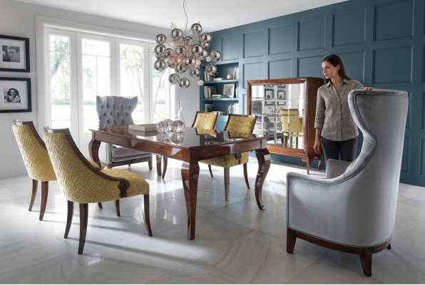 Hoogglans tafel Eettafel Tafels Eettafel Bruin Luxe Eetkamer Hout Nieuw