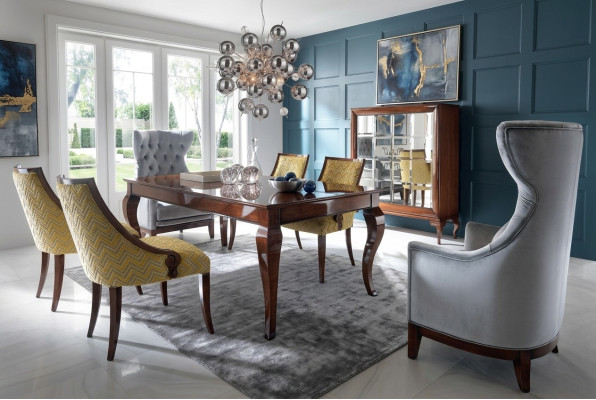 Hoogglans tafel Eettafel Tafels Eettafel Bruin Luxe Eetkamer Hout Nieuw