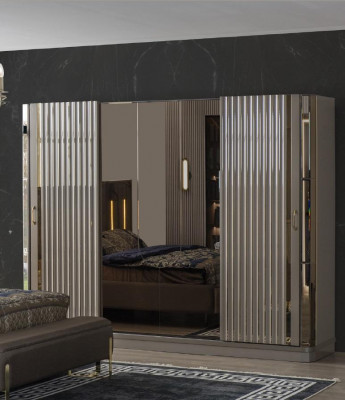 Garnituur Slaapkamer Tweepersoonsbed Luxe Bed Modern Bruin Set 4 dlg Nieuw