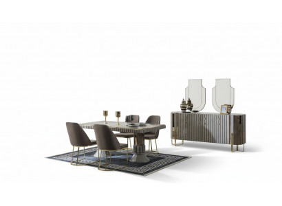 Eetkamerset Eettafel Set Luxe Stoelen Eethoek Grijs 6-delig