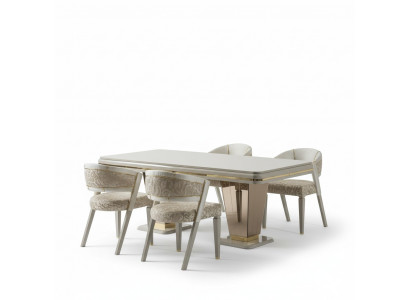 Eethoek Luxe eetgroep Eetkamer eettafel set Stoelen Beige 5 delig