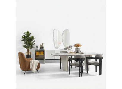 Garnituur eetgroep eetkamer eettafel luxe stoelen eethoek 7-delig wit
