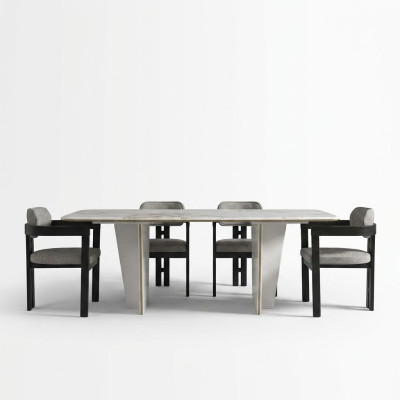 Eetkamer set eetgroep eettafel luxe stoelen eethoek 5-delig wit