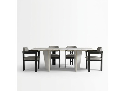 Eetkamer set eetgroep eettafel luxe stoelen eethoek 5-delig wit