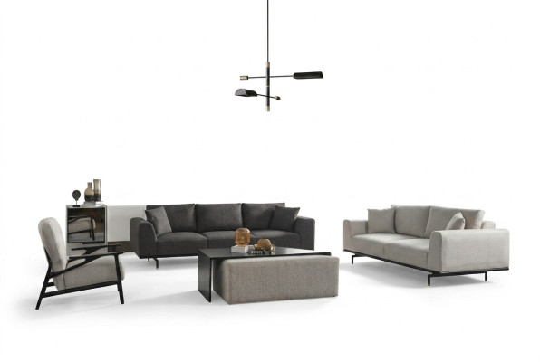 Complete bankstel bank banken fauteuil grijs bankstel set 4-dlg.