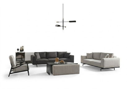 Complete bankstel bank banken fauteuil grijs bankstel set 4-dlg.