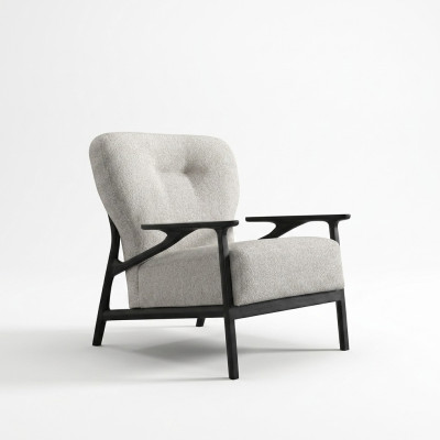 Fauteuil Moderne in lichtgrijs polyester ontwerp met hoge rugleuning voor de woonkamer