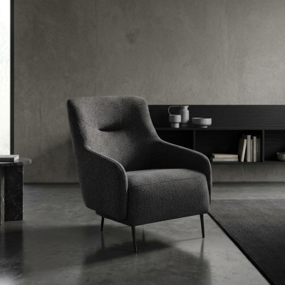 Fauteuil Oorfauteuil Modern Stof Woonkamer Polyester Grijs Design Zit Nieuw