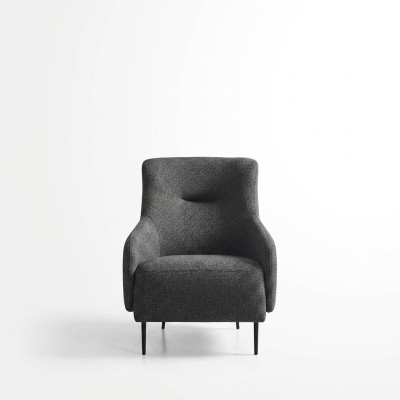 Fauteuil Oorfauteuil Modern Stof Woonkamer Polyester Grijs Design Zit Nieuw