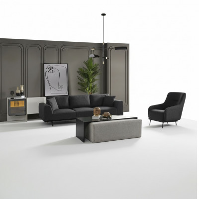 Sofa set 4 zits bank fauteuil set stof modern grijs