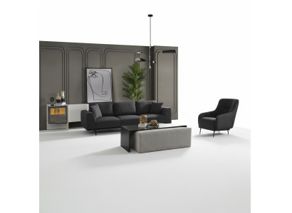 Sofa set 4 zits bank fauteuil set stof modern grijs