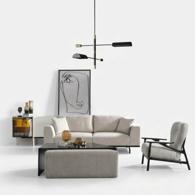 Moderne witte bankstel driezits fauteuil set gestoffeerde meubels woonkamer