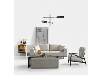 Moderne witte bankstel driezits fauteuil set gestoffeerde meubels woonkamer