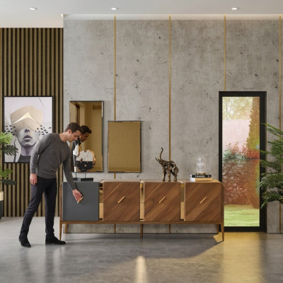 Sideboard Kommode Luxus Schränke Kommoden Wohnzimmer Holz Braun Möbel  Dressoir luxe kasten ladenkasten woonkamer hout bruin meubels
