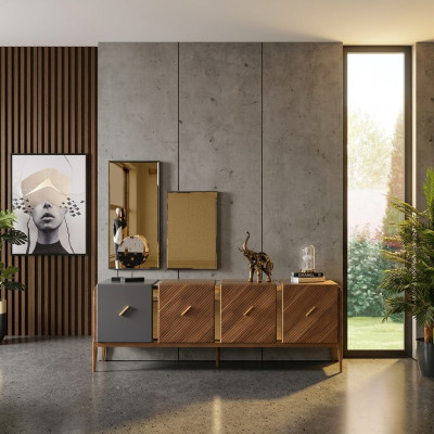 Sideboard Kommode Luxus Schränke Kommoden Wohnzimmer Holz Braun Möbel  Dressoir luxe kasten ladenkasten woonkamer hout bruin meubels