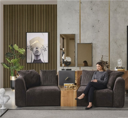 Vierzitsbank 4-zitsbanken Modern Design Stof Polyester Zwart