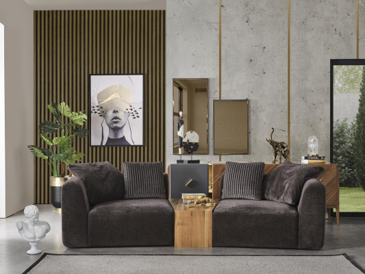 Vierzitsbank 4-zitsbanken Modern Design Stof Polyester Zwart