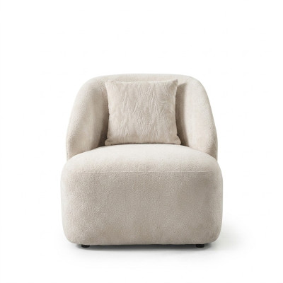 Fauteuil Ohrensessel Modern Stof Woonkamer Polyester Wit Ontwerp Zitplaats
