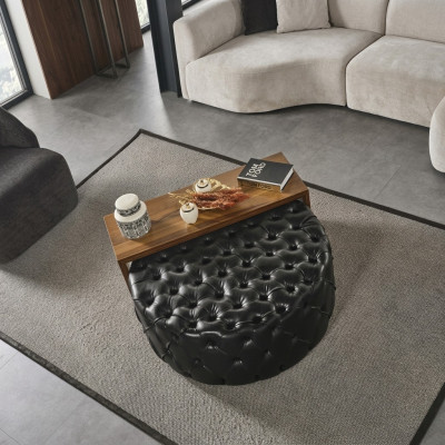 Salontafel Tafel Bijzettafel Woonkamer Modern Zwart Kunstleer