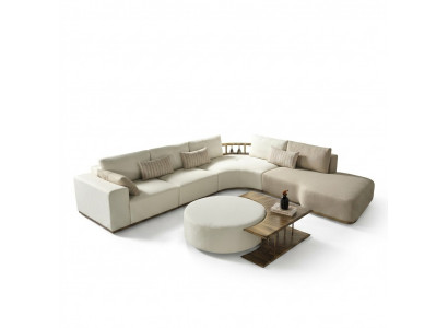 Witte hoekbank L-vorm Bank Salontafel Luxe Stoffen meubels Wit Ontwerp Nieuw