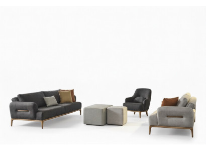 Sofagroep Bank Fauteuil 3-zits Stof Luxe Grijs Banken Woonkamer